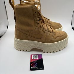 New Womens Size 7.5 / Mens 6 Nike Air Jordan 1 Brooklyn Boots Wheat 