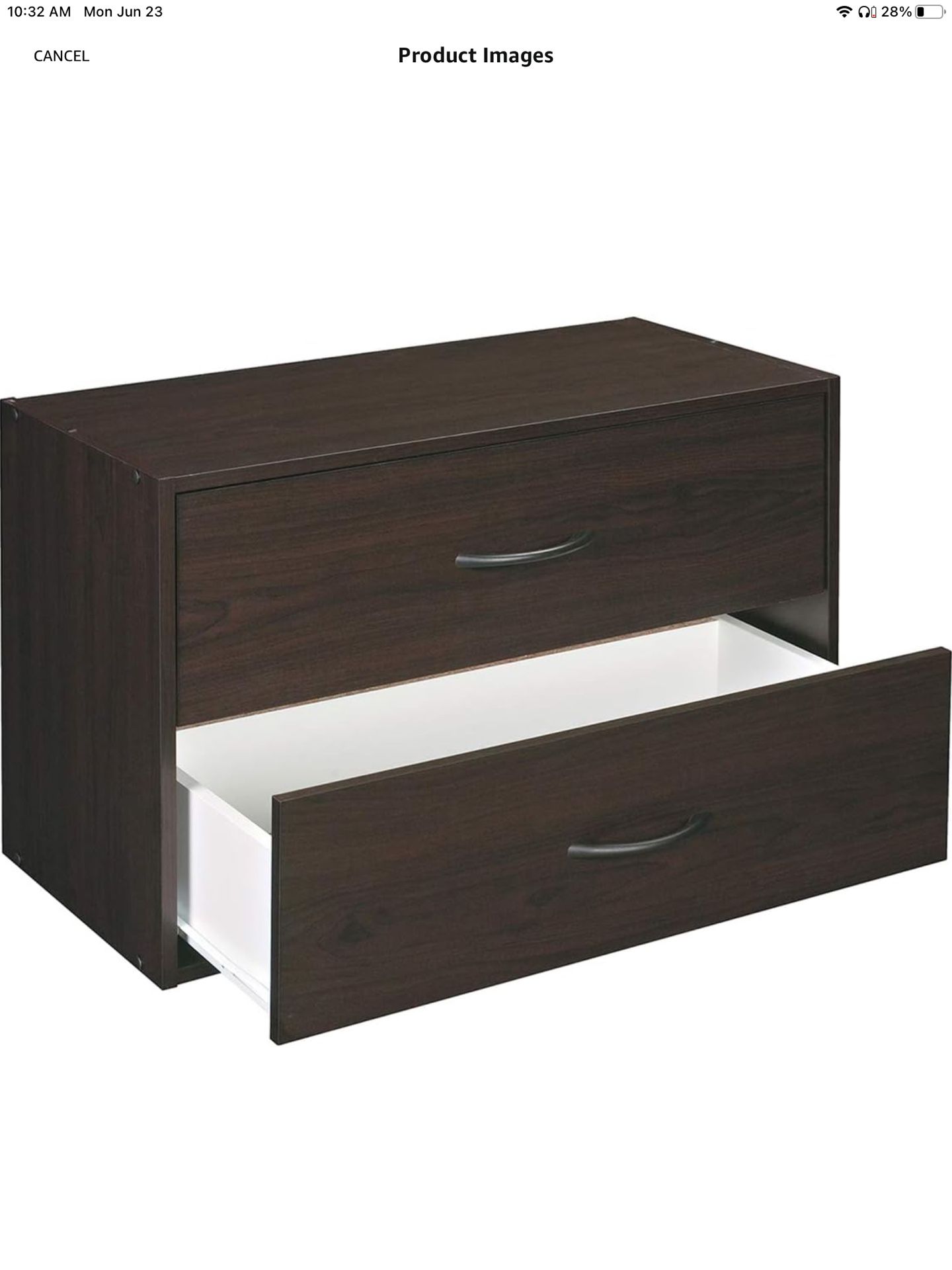 Brand New ClosetMaid 2 Tier Stackable Wooden Drawer Storage Organizer With Handles