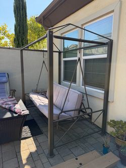 Outdoor Patio Swing with Metal Gazebo Frame
