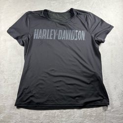 Harley Davidson Women's XL Black Short Sleeve Performance T Shirt Biker #3B