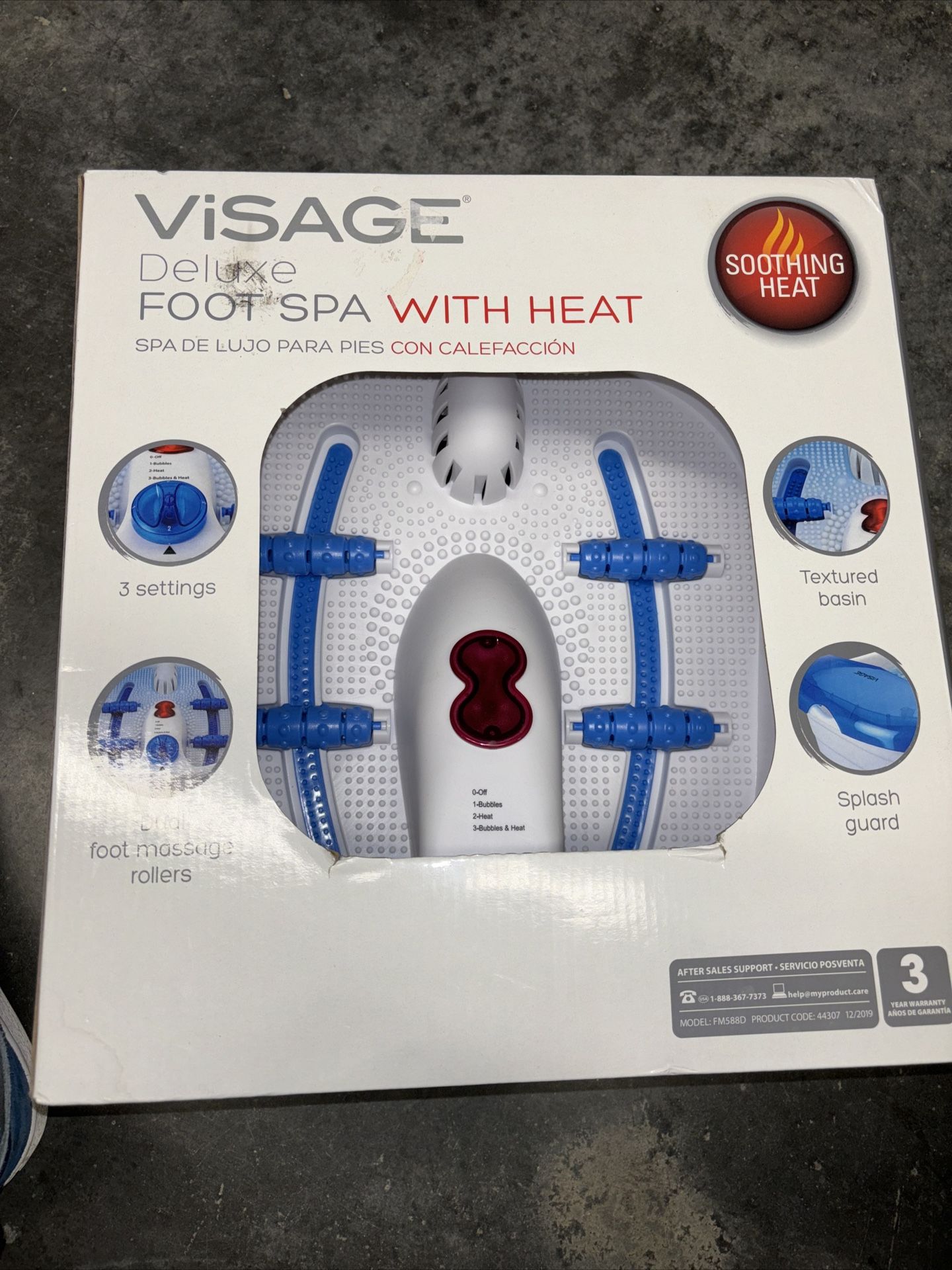 Visage Deluxe Foot Spa With Heat 3 Settings Dual foot rollers Splash guard