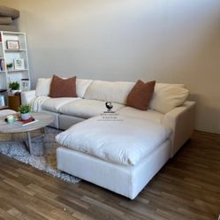 Sand Linen Cloud Couch Sectional Sofa