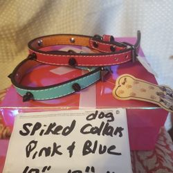 Sm. Spiked Dog Collars. Pink & Blue Set $5.00