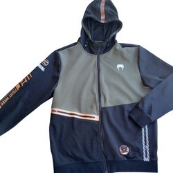 UFC Venum Adrenaline Fight Week Mens Full Zip Hoodie Jacket Black Green XL