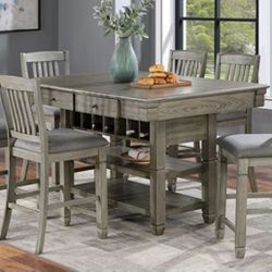 Brand New Grey 7pc Counter Height Dining Table Set 