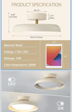 Modern Cream LED Flush Mount Ceiling Light