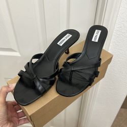 New Steve Madden Cary Mini Heel Sandal Black Size 9