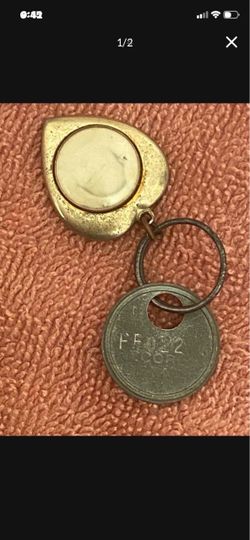 Vintage Record & Detach Hurd Car or Tractor Key Tag Token With Old Picture Locket Attached
