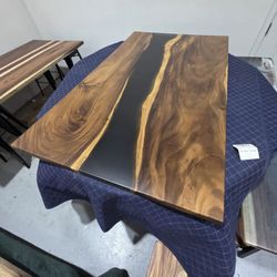 Live Edge Table With Smoky Gray Epoxy