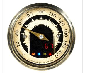 NEW Motogadget Motoscope Tiny MST Vintage Brass Bezel Speedometer w/ Brass Vintage Mounting Cup