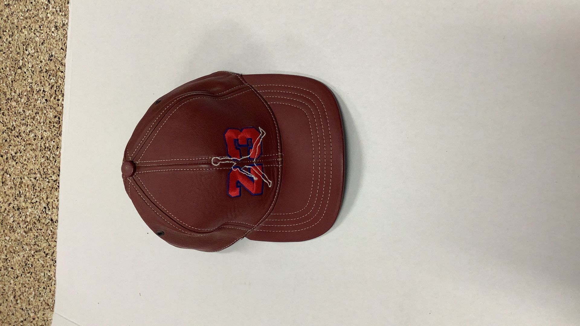 Burgundy Leather Air Jordan Hat