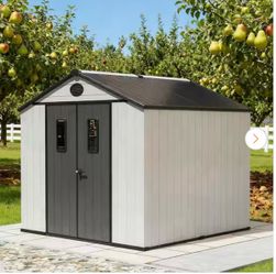8-ft x 8-ft Outdoor Storage Kick-it White Gable Resin Storage Shed (63.5 sq. ft. )