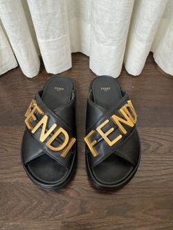 Fendi Slides Big Gold Letters 