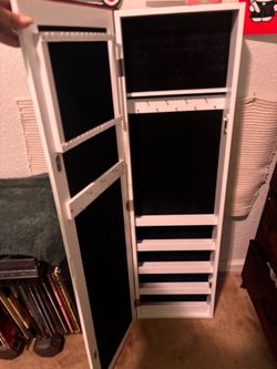 White Wall-Mount Jewelry Cabinet