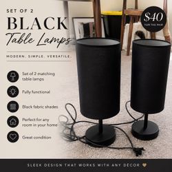 Set Of Black Table Lamps