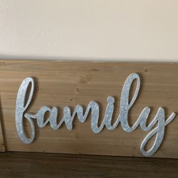 Wooden Frame With Metal Letters FAMILY 
