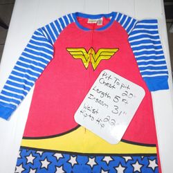 Sz L/XL DC Comics Wonder Woman Super Hero Fleece One Piece Pajamas Zip Costume 