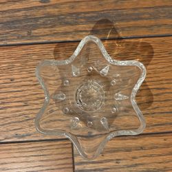 Vintage Clear Pressed Glass Star Shaped Tapered/Votive Candle Holder 4.5”X 1.25”
