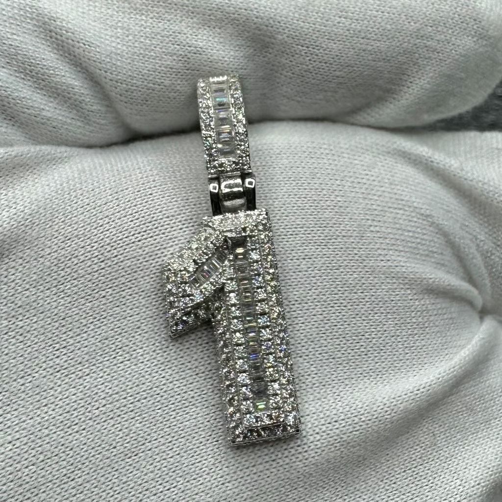 A Moissanite Number charm in Silver CZ with a CTW of 2.13