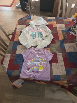 Hello Kitty zip up jacket 6-7 kids, Hello Kitty and friends top size 5, Hello Kitty lavender Halloween top size 8-10 C description
