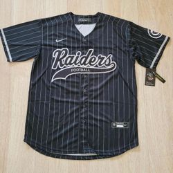 Vintage Oakland Raiders STARTER Pinstripe Baseball Jersey L NFL