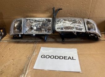 #OH33 Fit 94-02 Dodge Ram 1500/2500/3500 Chrome Clear Headlight Pair 