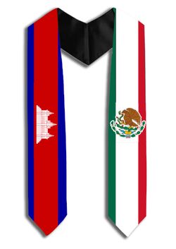 Cambodian flag z Mexico flag sash graduation stole