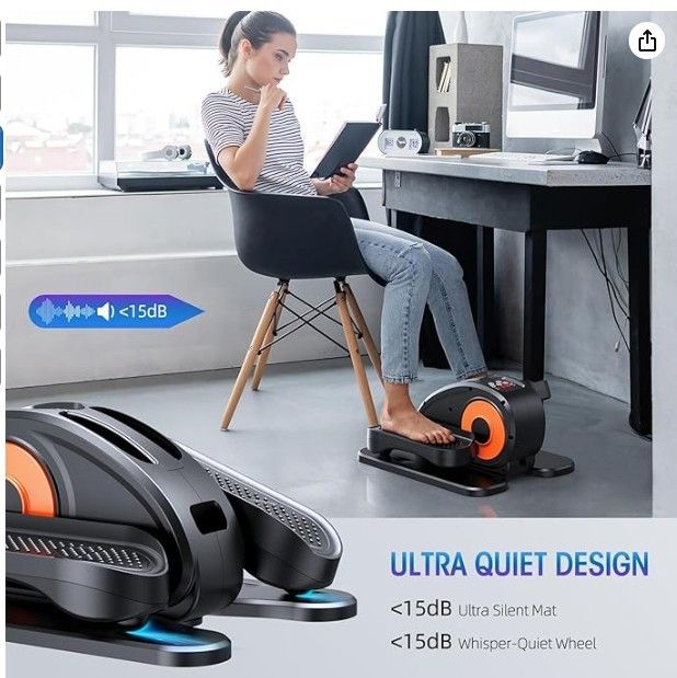 Under Desk Elliptical Machine, Ellipse Leg Exerciser for Seniors Fully Assembled, Quiet & Portable Electric Seated Pedal Exerciser with Remote Control