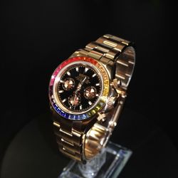Seiko Mod Daytona: Cosmograph Dial with Rainbow Crystal Bezel