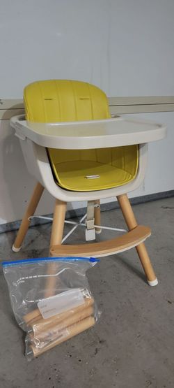 Wooden Adjustable High Chair (Yellow)