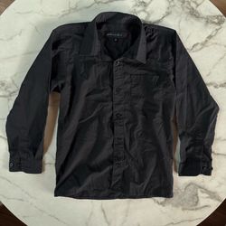 Kids Black Long-Sleeve Button-Down Shirt