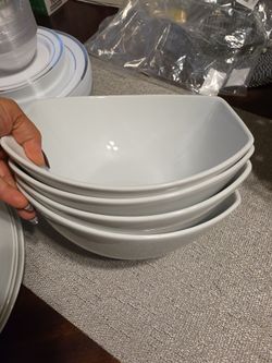 Set of 4 Large Porcelain Serving Bowls - 42oz 8 Inch Deep Ceramic Bowls for Salad, Soup, Pasta, Ramen, Cereal - Durable, Microwave & Dishwasher Safe D