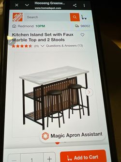 Kitchen island set with 2 stools