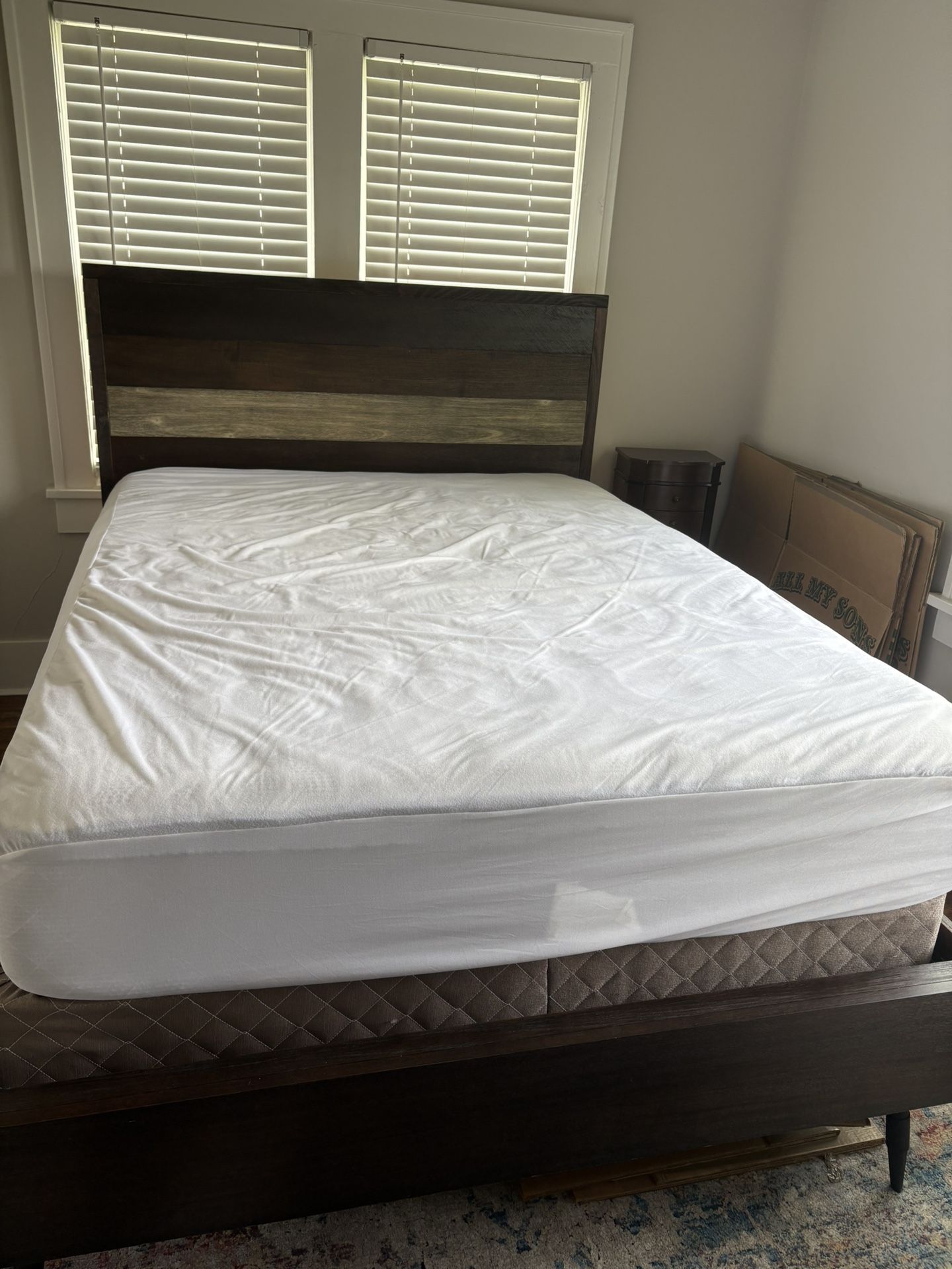Queen Bed Frame + Hampton & Rhodes Mattress + Box Spring $375 (Tulsa)
