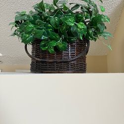 Large Wicker Basket with Multi-Colored Artificial Plant