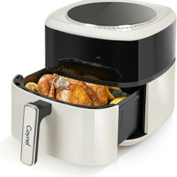 CAYNEL 6.5QT Digital Air Fryer w/ Window, Touch Controls & 6 Presets – Beige