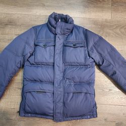 Men's Banana Republic Down 65% Puffer Coat Small Blue, good condition 