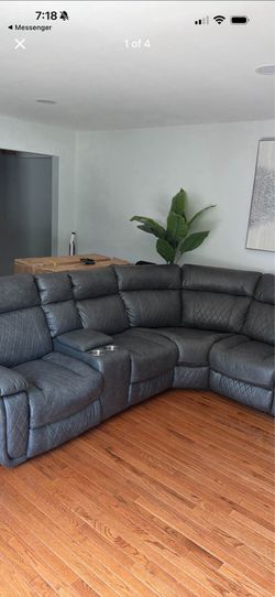 Grey faux leather sectional
