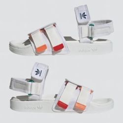 Adidas Originals Adilette 4.0 Sandals White Mens 7 & 4  Women’s size 8.5 & 5.5  100% authentic  Brand new without original box  White/green/blue/orang