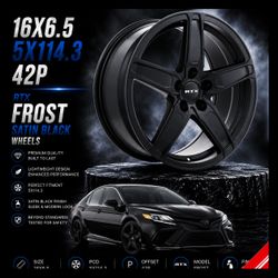🔥 16x6.5 RTX Frost Satin Black Wheels 🔥