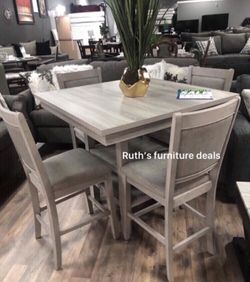 5-pc dining table set light gray