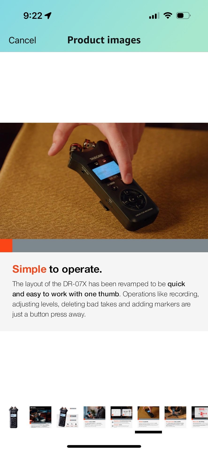 Tascam DR 07X Stereo Handheld Digital Audio Portable Recorder and USB Audio Interface, Pro Field, AV, Music, Dictation Recorder