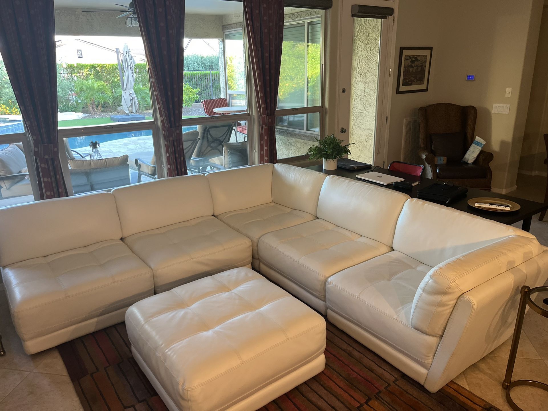 White Leather Sectional Couch