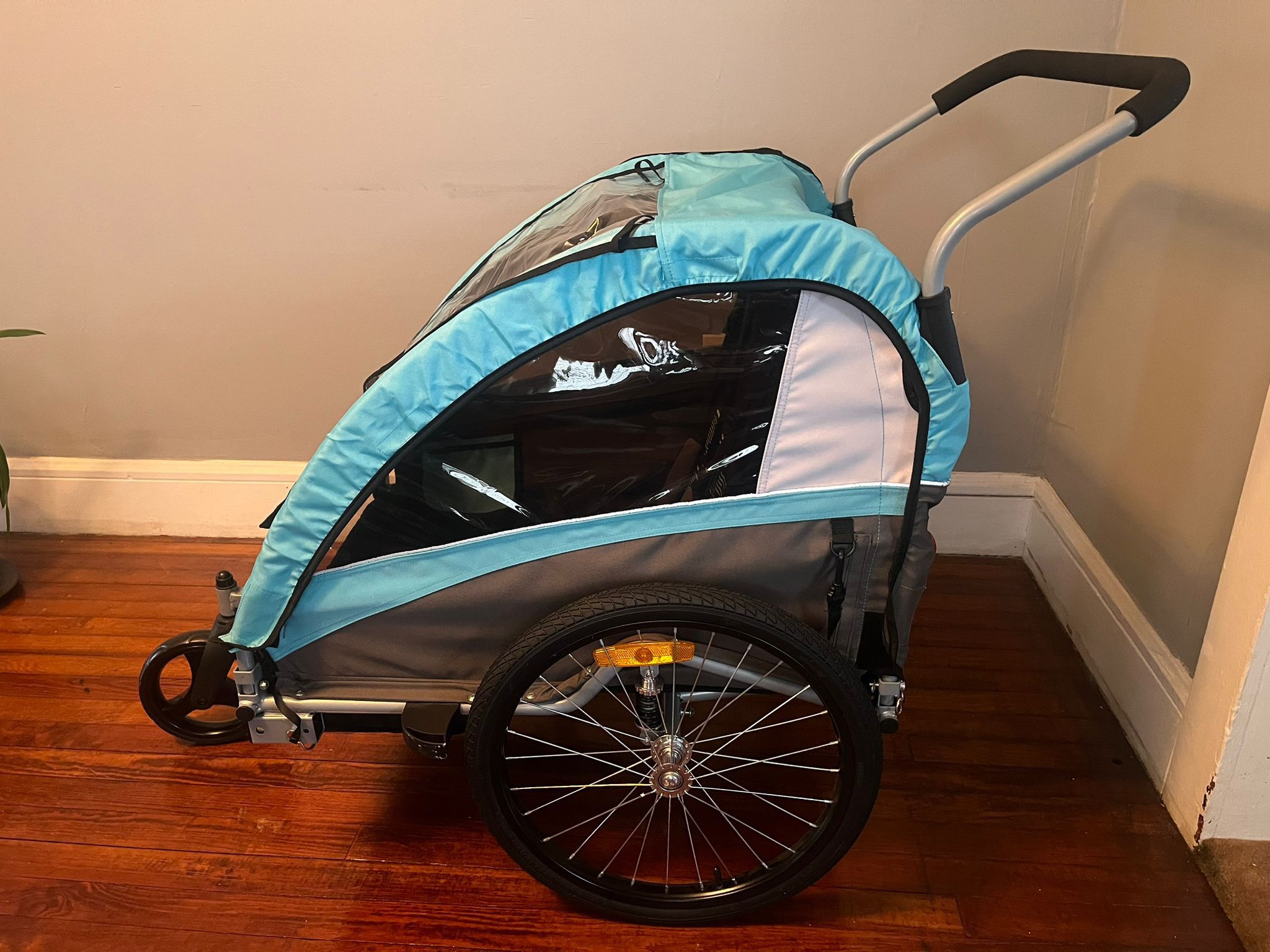 Veelar Bike Trailer & Stroller 2 in 1 Double Seat for Toddlers, Kids, Child Bicycle Carrier Jogger !!  NEW OPEN BOX !! 