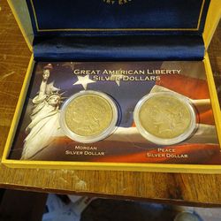 Great American Liberty Silver Dollars Set In Display Case