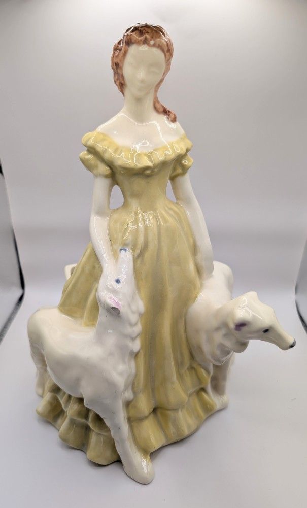 Vintage Brayton Lady With 2 Dogs Planter