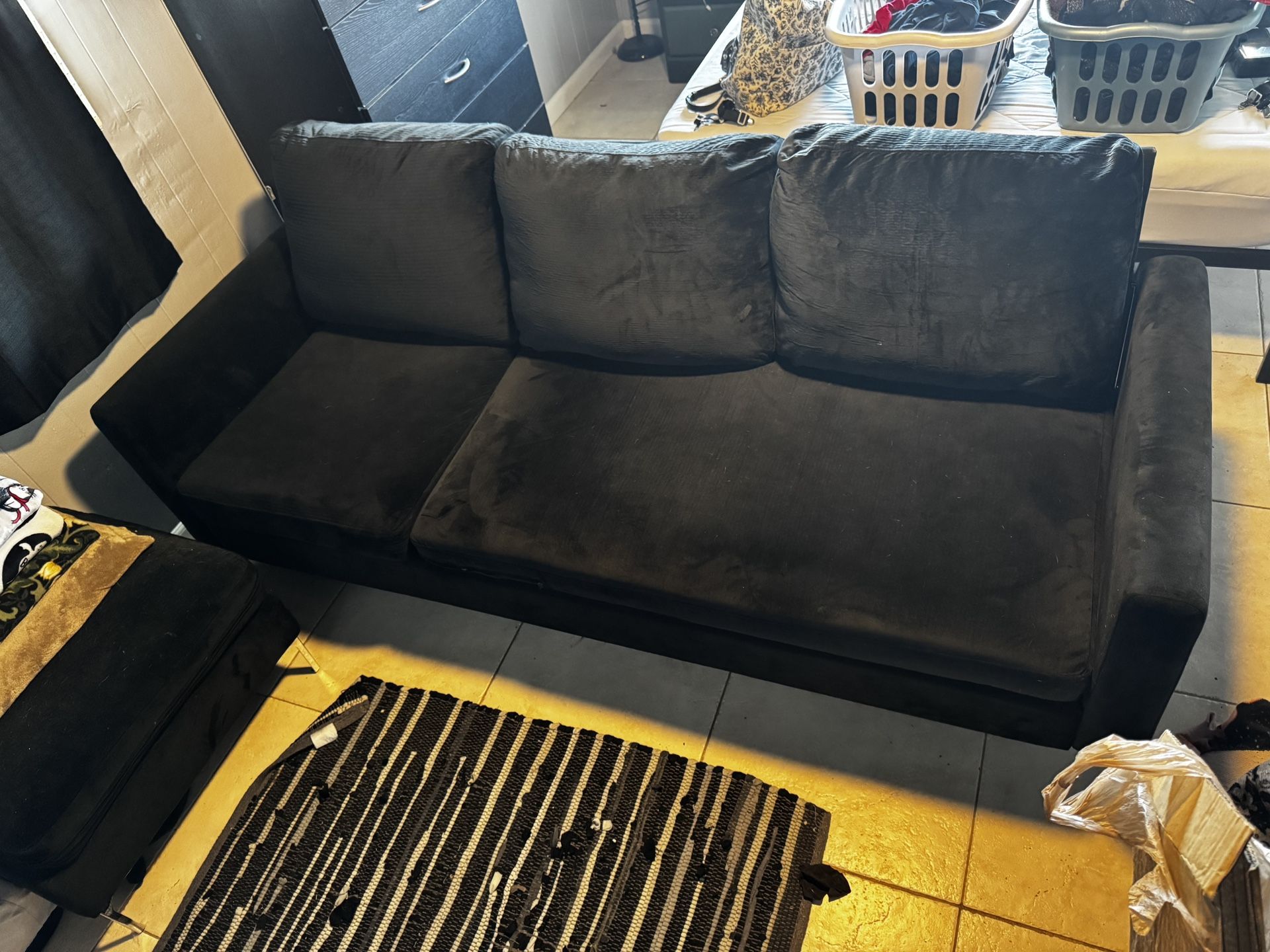 Small Black Couch And Ottoman