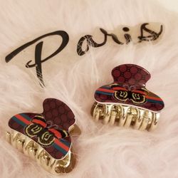 Fashion Red Hair Clips Butterfly Plaid New