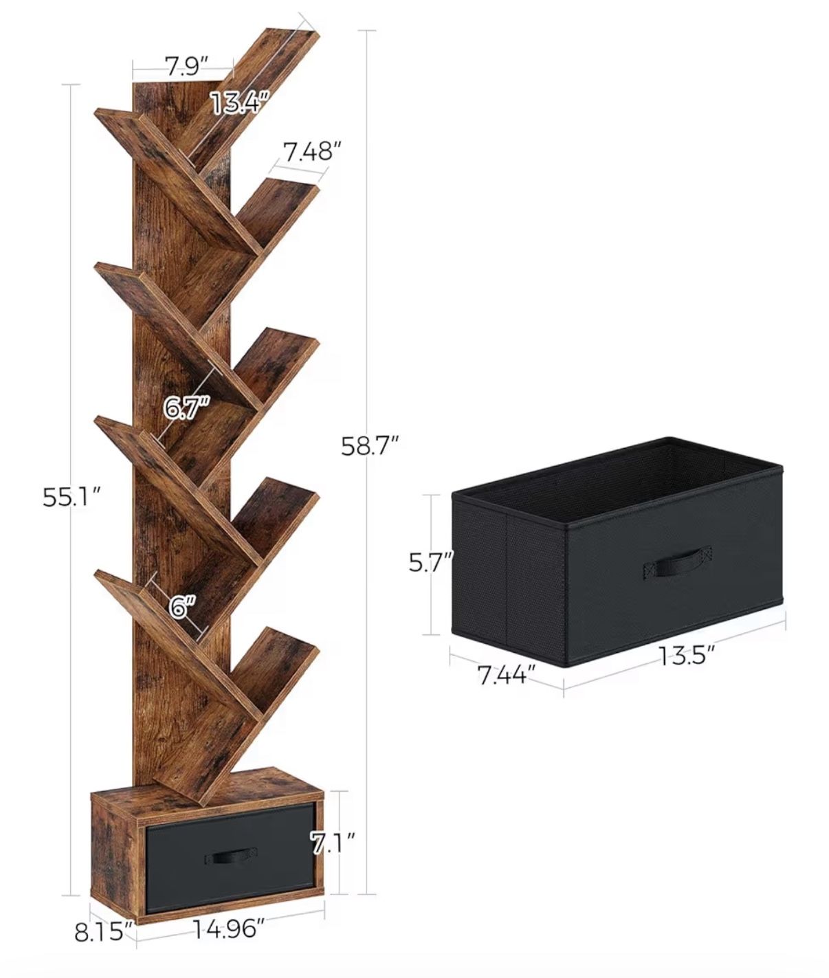9 Tier Bookshelf with Drawer