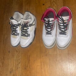 White Cement Jordan 4 And Jordan 3 Cardinal Red
